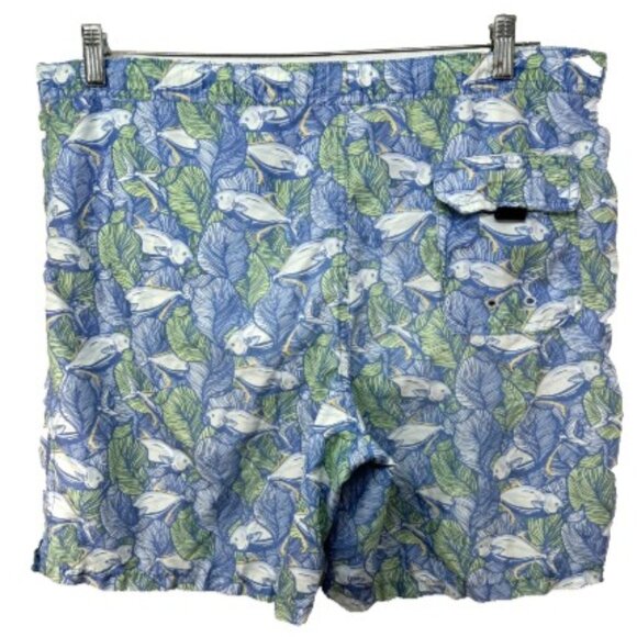 Vineyard Vines mens swim trunks medium blue green fish casual beach island - Picture 4 of 7